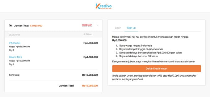 Checkout with Kredivo Screenshot